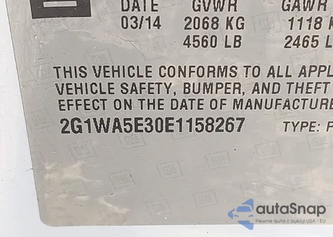 2014 Chevrolet Impala Limited Ls from USA, damaged, VIN 2G1WA5E30E1158267